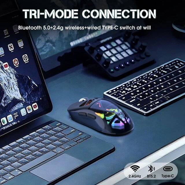 Onikuma CW930 RGB Wireless Mouse (Black) - صورة 3