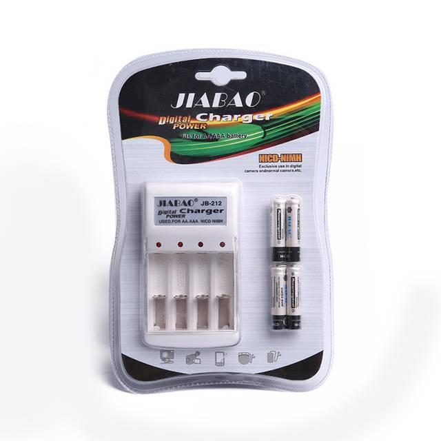 JIABAO JB-212 Battery Charger with [4 x AAA] 600mAh Rechargable Batteries